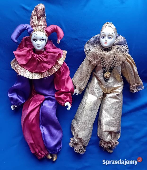 Dwie weneckie lalki porcelanowe typ Arlekin Koźminek