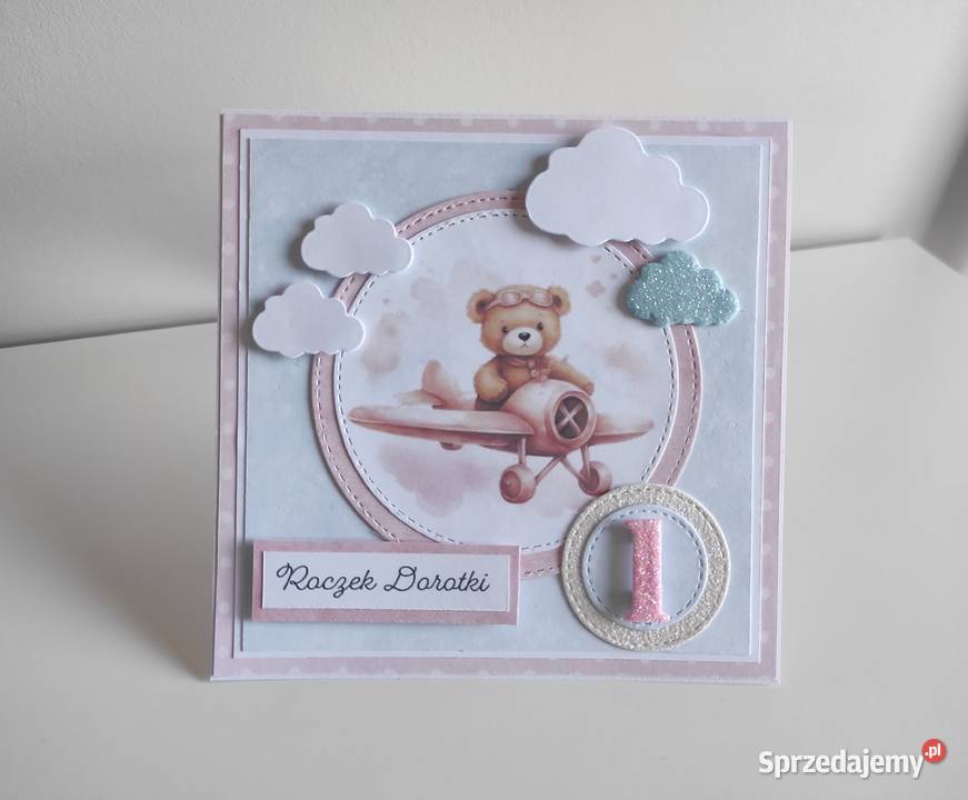 Kartka ręcznie robiona personalizowana na Roczek Rękodzieło