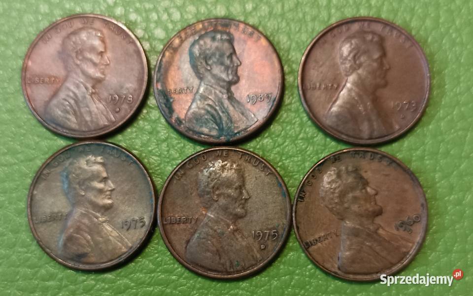 6 x Moneta USA Liberty 1 One Cent Lincoln 1960 Sosnowiec