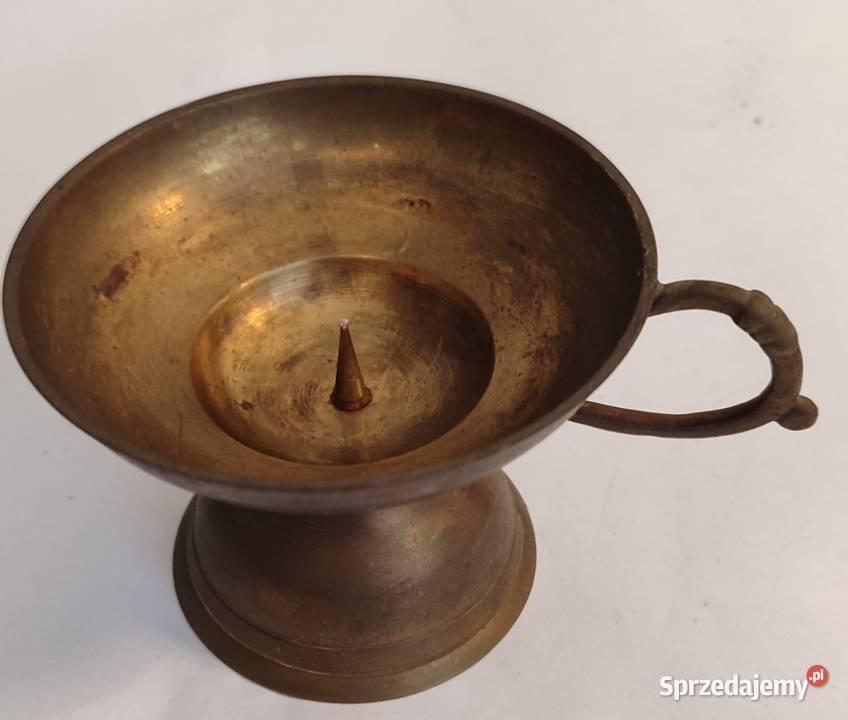 Stary mosiężny świecznik kaganer antyk Gdańsk