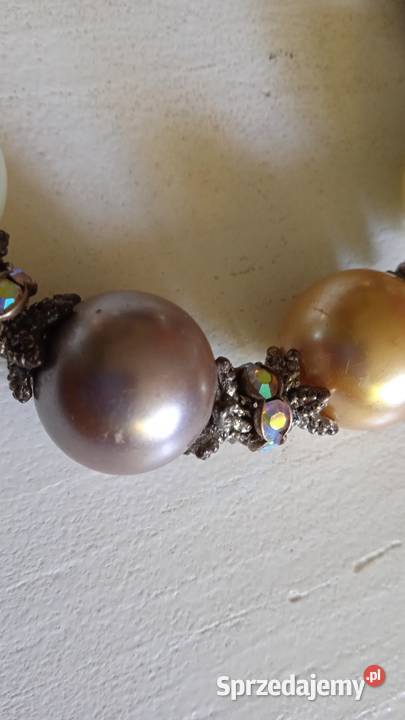 PIĘKNA PERŁOWA BIŻUTERIA NASZYJNIK I BRANSOLETA Piła