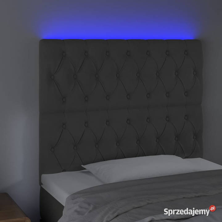 Zagłówek do łóżka z LED ciemnoszary 100x7x118128
