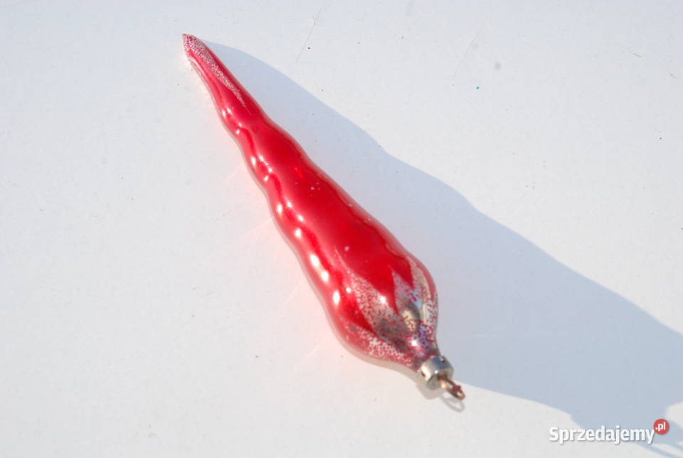 Stara ozdoba choinkowa bombka sopel czerwony Cieszyn