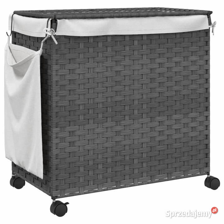 Kosz na pranie z kółkami szary 60x35x605 rattan Warszawa