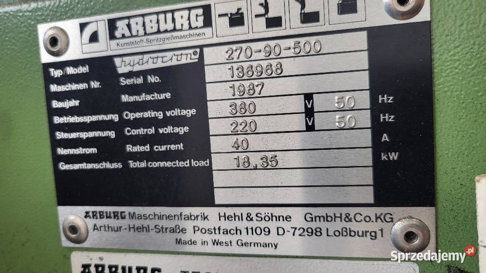 Szafa sterownicza Arburg Hydronica D sterowanie Białogard