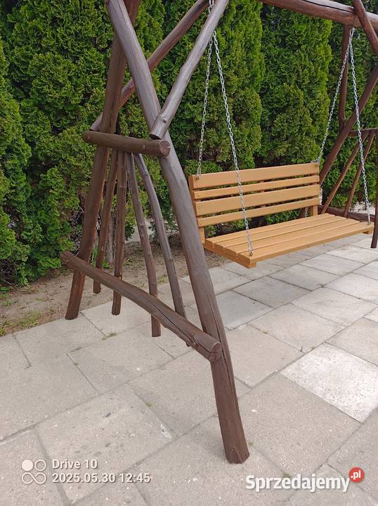 Huśtawka ogrodowa drewniana bujawka Głowno