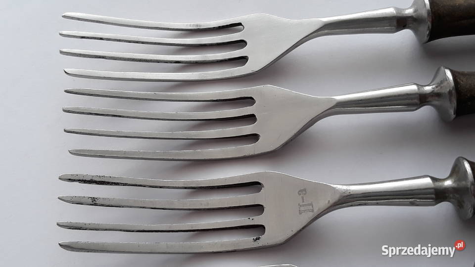 Widelce obiadowe 2 BAKELIT sztućce PRL śląskie Dąbrowa Górnicza