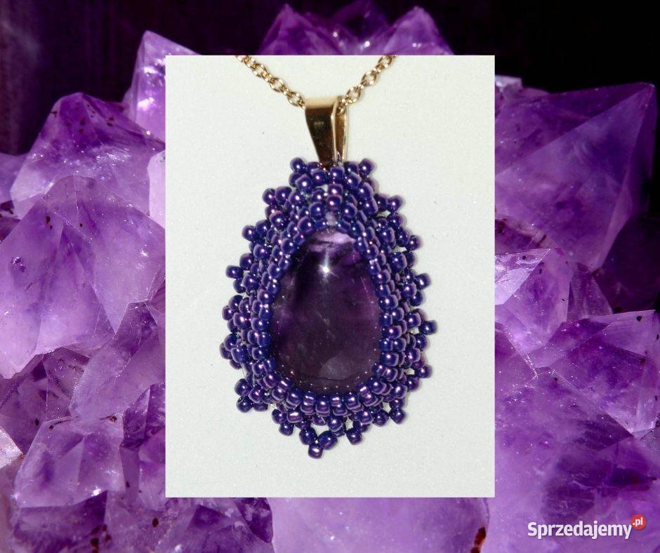 WISIOR MINI Z AMETYSTEM w koralikach Naszyjniki Warszawa