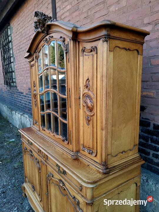 Dębowy kredens rocaille witryna antyk transport Meble Wałbrzych sprzedam