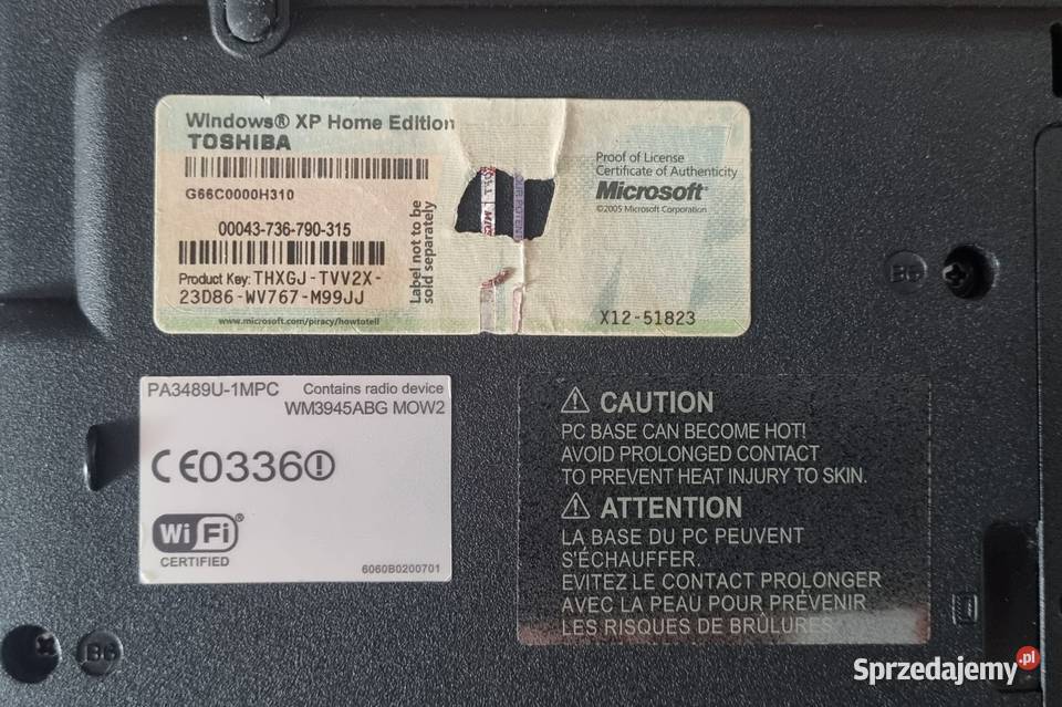 Notebook Toshiba Satellite A100436 model Warszawa