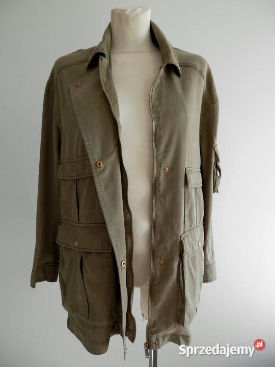 Kurtka Lekka w stylu Military Oliwkowa Lyocell Łomża sprzedam