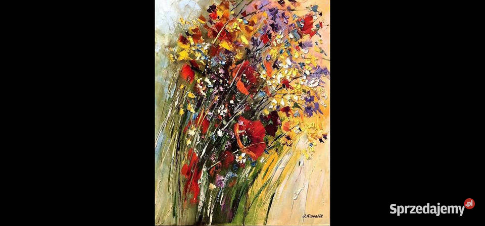 Kowalik Polny bukiet obraz olejny 40x50 kwiaty Malarstwo Warszawa