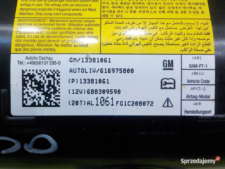 CHEVROLET ORLANDO 18 B 13r 5D AIRBAG poduszka mazowieckie Suków