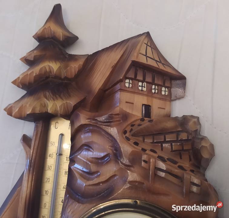 Barometr z termometrem w drzewie Antyki pomorskie