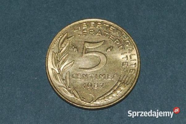 5 Centimes 1987r Moneta Starocia Kolekcje Warszawa