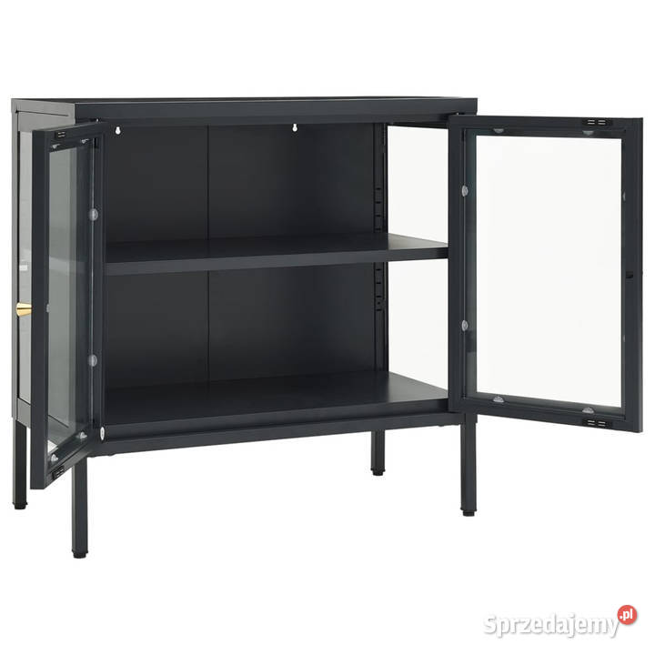 Szafka boczna antracytowa 70x35x70 stal i szkło Warszawa