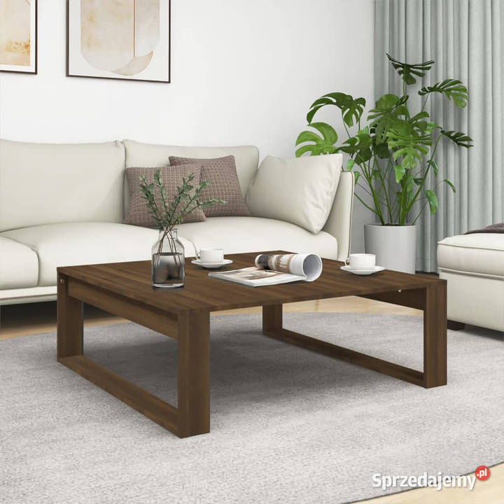 Stolik kawowy brązowy dąb 100x100x35 WM816001 mazowieckie Warszawa