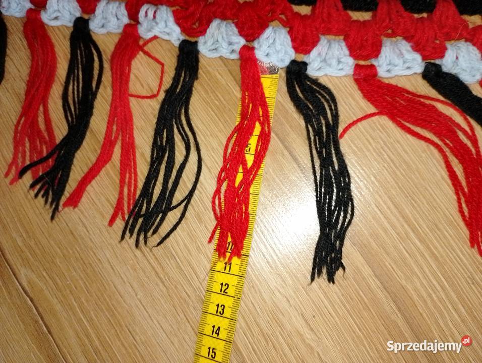 CHUSTA ażurowa trójkątna z frędzlami duża poncho Dodatki Złotniki