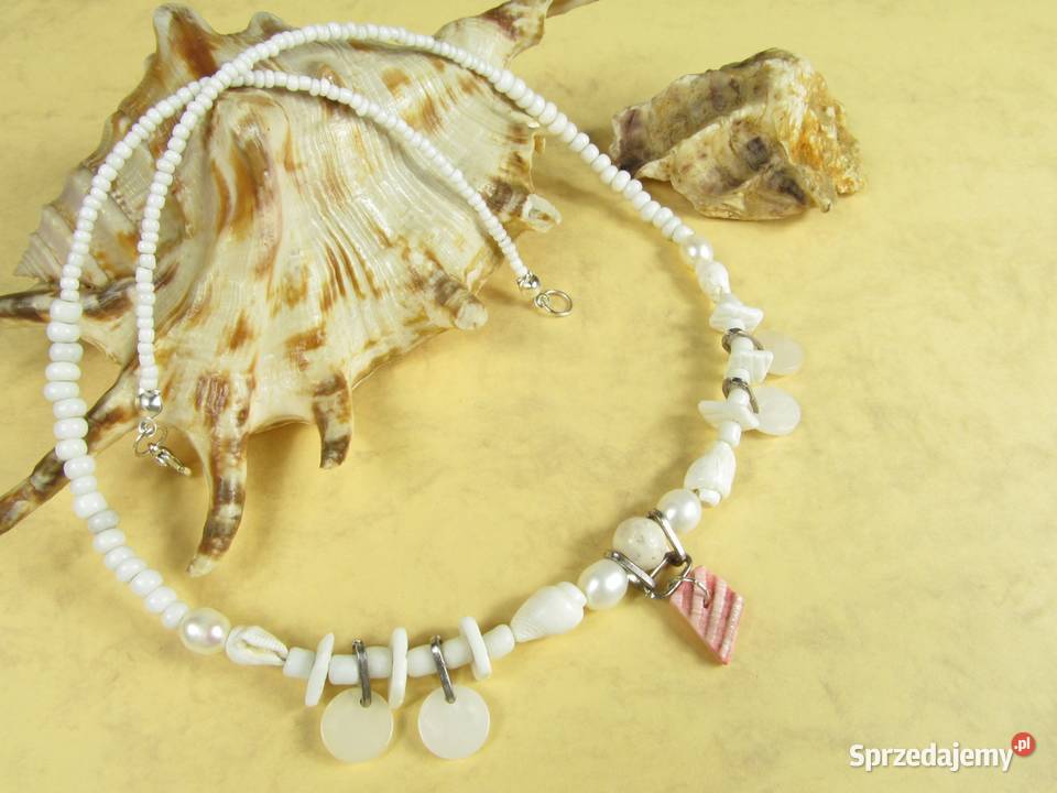 Naszyjnik bransoletka kolczyki zestaw biały róż Katowice