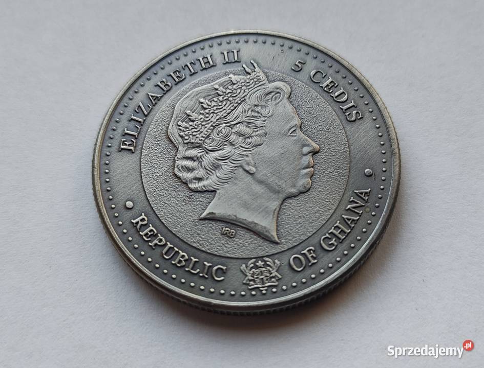 Moneta Ghana 5 Cedis 2017 Struś mazowieckie Pruszków