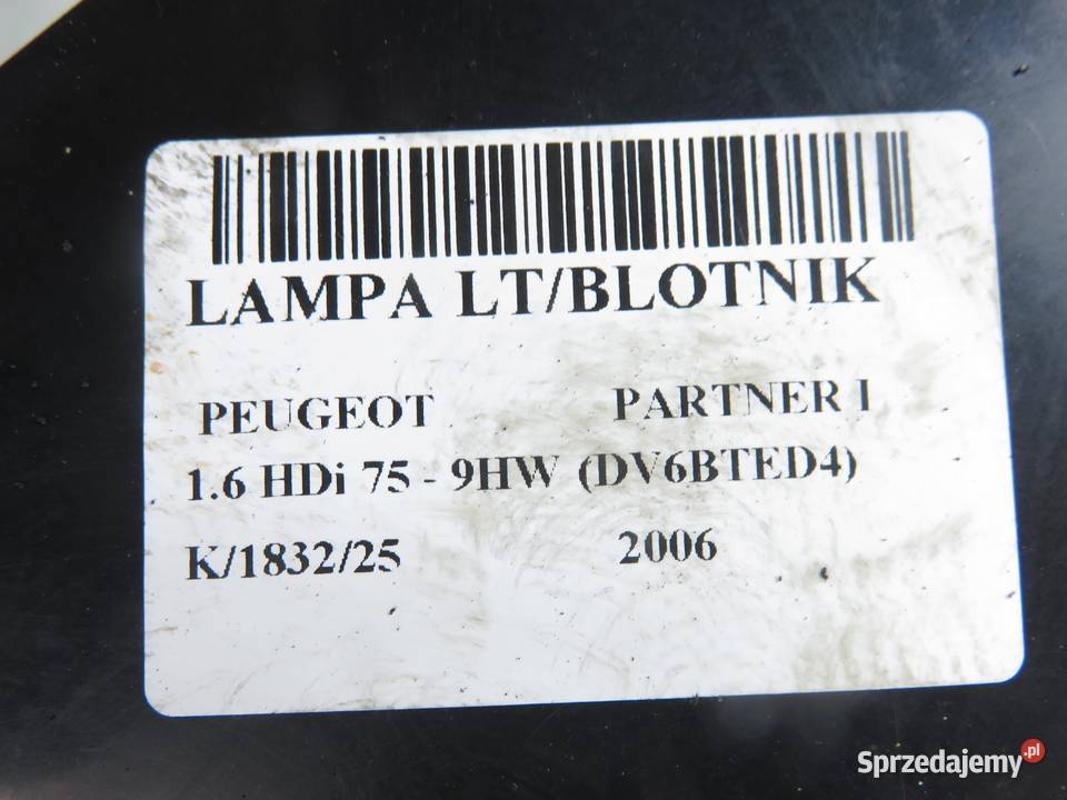 LAMPA LEWA TYLNA PEUGEOT PARTNER I 9657977080