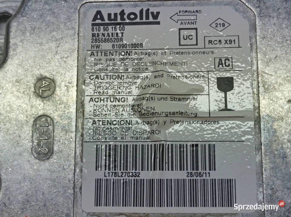SENSOR AIRBAG BEZWYPADKOWY EU 285586520R Renault