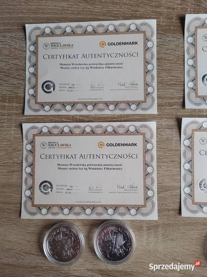 Srebrne monety 1uncjowe 10 sztuk Numizmatyka Giżycko