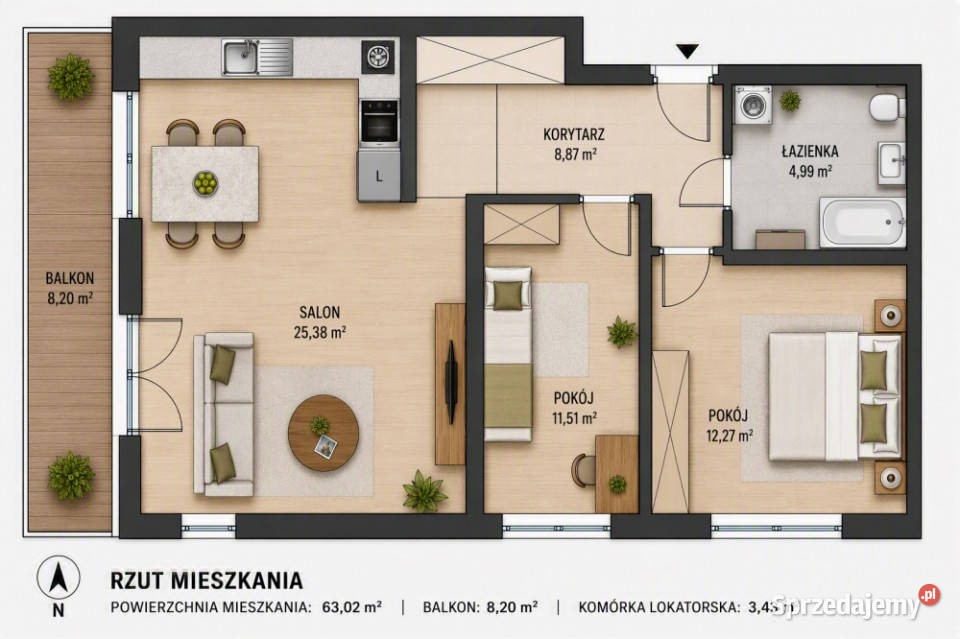 DO WPROWADZENIA 3 pok 63 m2 Balkon Piwnica 30 3 piętra i więcej Bogdanowo