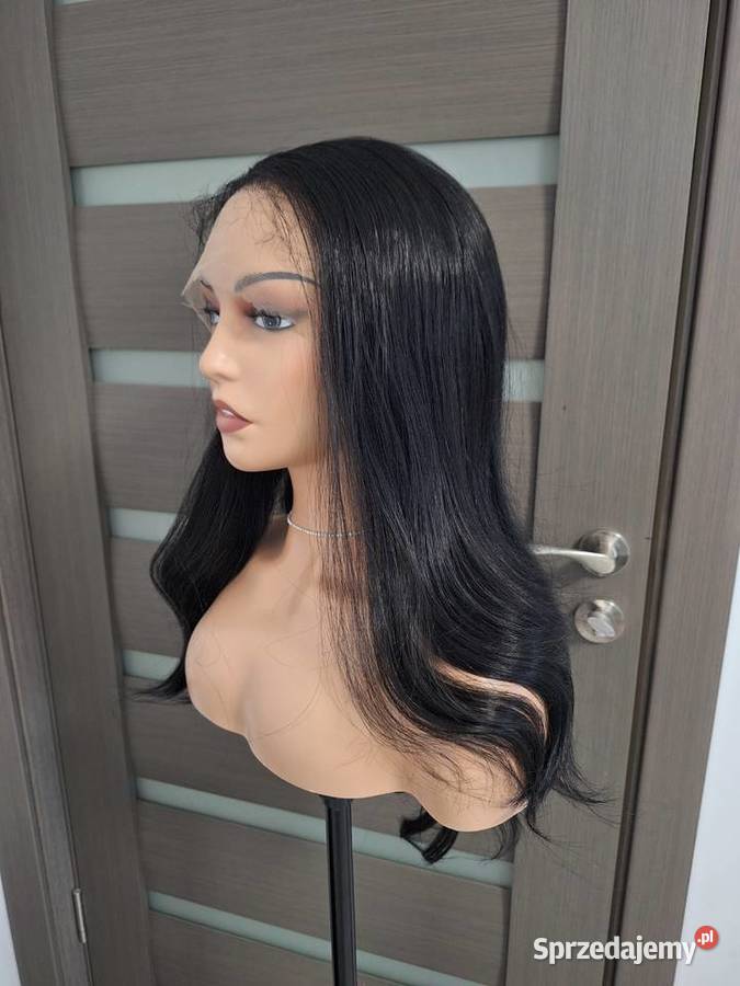 Czarna falowana długa peruka koronkowa Dla kobiet Malbork