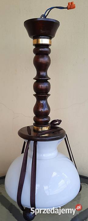Lampa sufitowa drewniana z lat 70 tych PRL Ostrów Wielkopolski