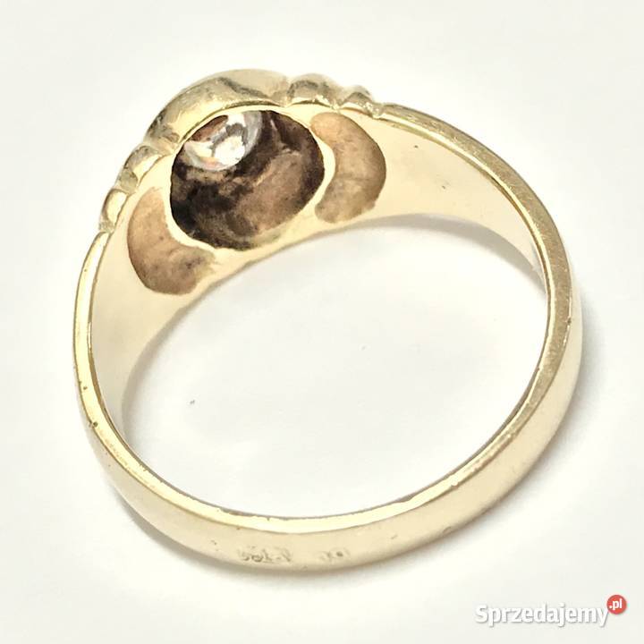 Złoty PIERŚCIONEK 14K cudny KAMIEŃ KRÓLEWNY 15 Warszawa