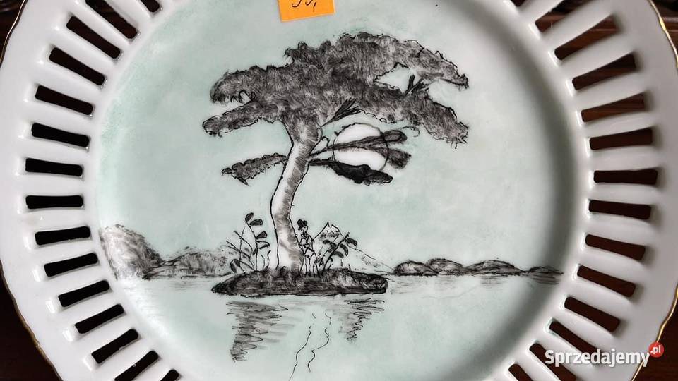 Talerzyk Ażur Ręcznie malowany wzór drzewo Gdańsk