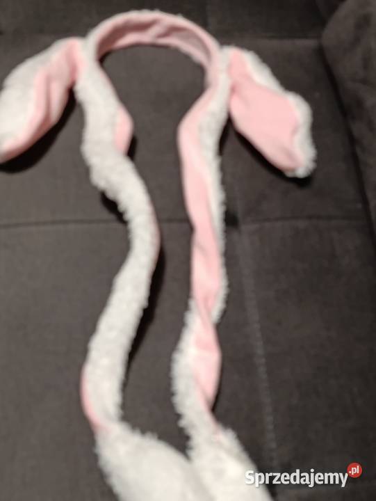 białoróżowa opaska z uszami królik z ruchomymi wielkopolskie