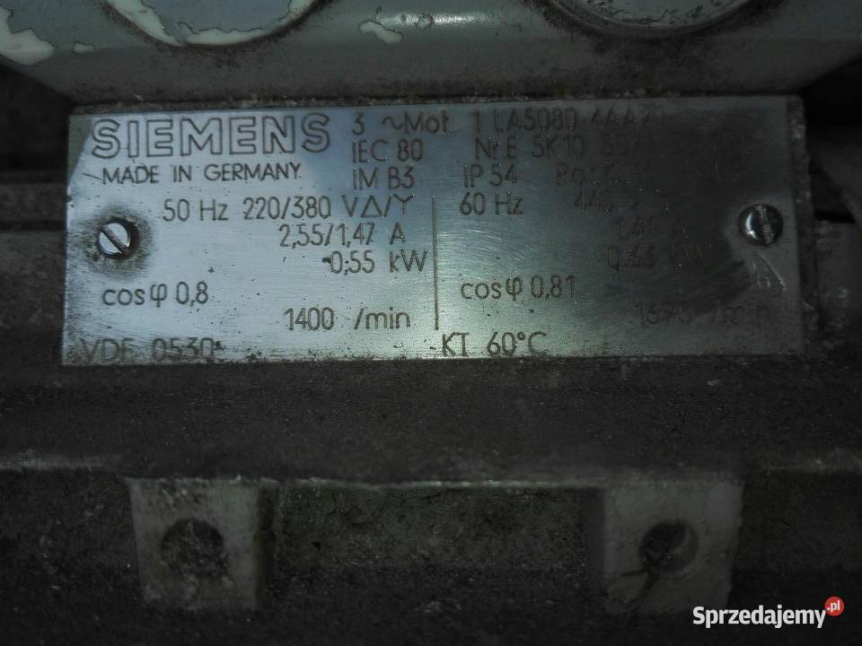 Silnik elektryczny Simens 220 380 V 1400 obr min wielkopolskie sprzedam