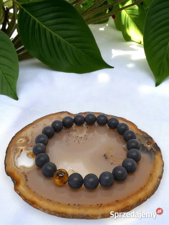 Bransoletka bursztyn bałtycki kulka czarna Warszawa