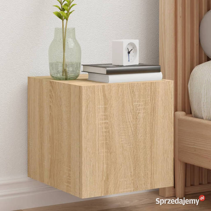 Ścienne szafki TV z LED 2 dąb sonoma 305x35x30 mazowieckie sprzedam