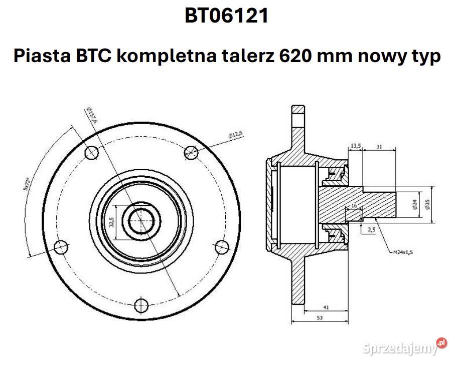 Piasta bezobsługowa 5 otw Fi35mm nowy typ BTC Kamionna