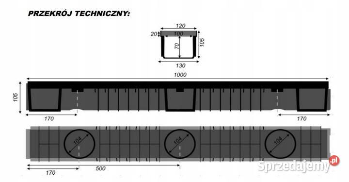 Odwodnienie liniowe KANAŁ 105mm z Tworzywa Włocławek