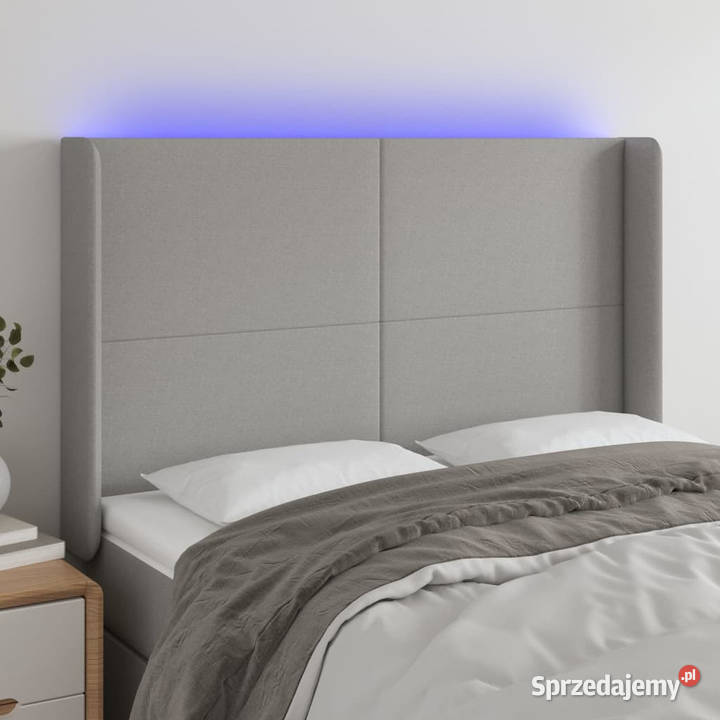 Zagłówek do łóżka z LED jasnoszary 147x16x118128 Ramy i stelaże Warszawa