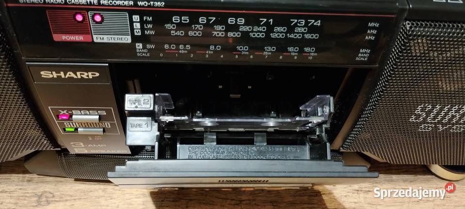 Kultowy Boombox SHARP WQT352H Vintage 90s Radioodtwarzacze Wąbrzeźno
