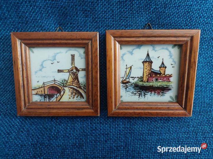 Płytka ceramiczna w drewnianej ramce x 2 Delft Skwierzyna