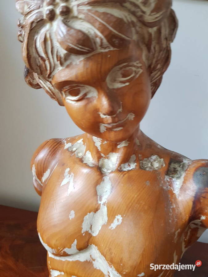 Rzeźba figura putto drewno polichromia ok1900 Orneta