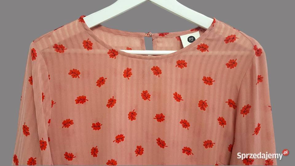 Damska bluzka różowa z falistym wykończeniem Moda i Styl Chrzanów