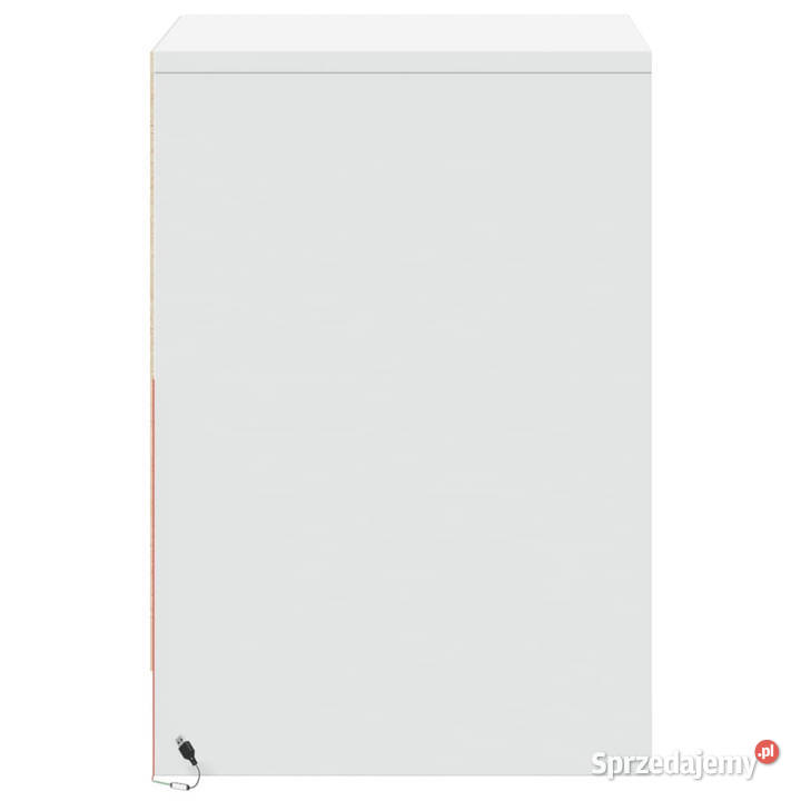 Szafki nocne z LED 2 białe materiał