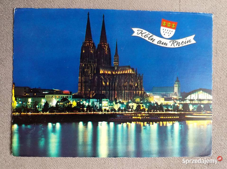 KOLONIA WIDOK NOCĄ NA RZEKĘ REN I KATEDRĘ Piszczac