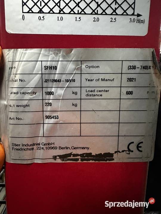 Wózek paletowy masztowy Stier Szeroki 1600mm wys Magazynowanie małopolskie Nowy Sącz