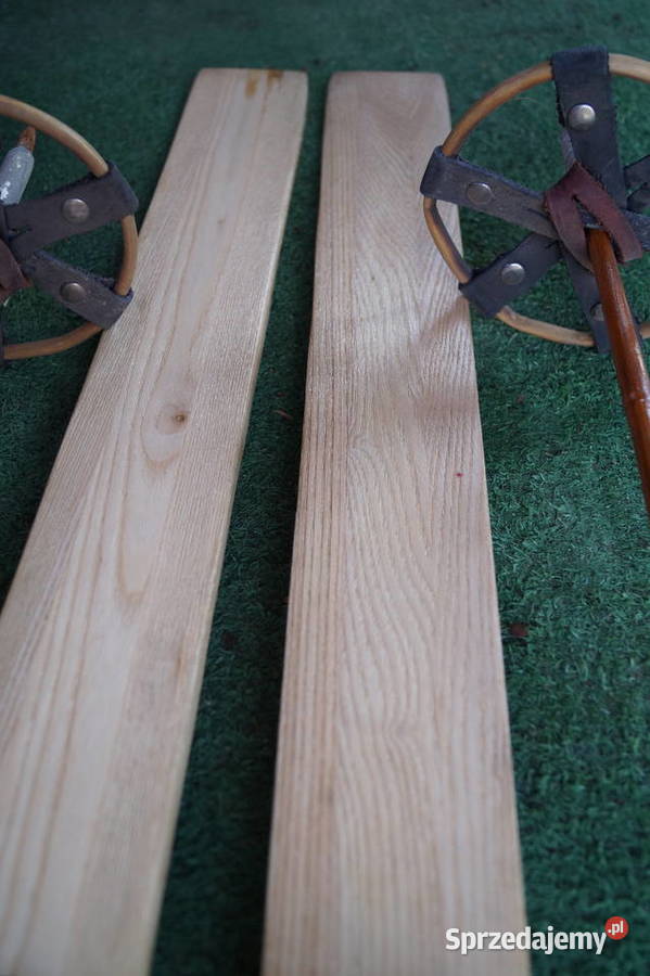 Stare narty jesionowe 165 z kijkami Pruchnik