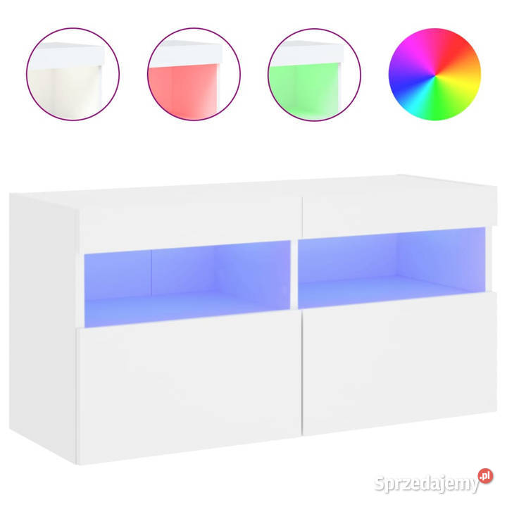 Ścienna szafka TV z LED biała 80x30x40 WM837197 Warszawa sprzedam