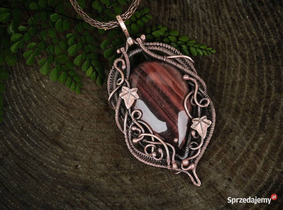 Jesienny miedziany wisiorek bawole oko bluszcz małopolskie Wieliczka