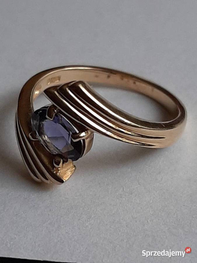 Pierścionek Damski Żółte Złoto Duży Tanzanite Grodzisk Mazowiecki